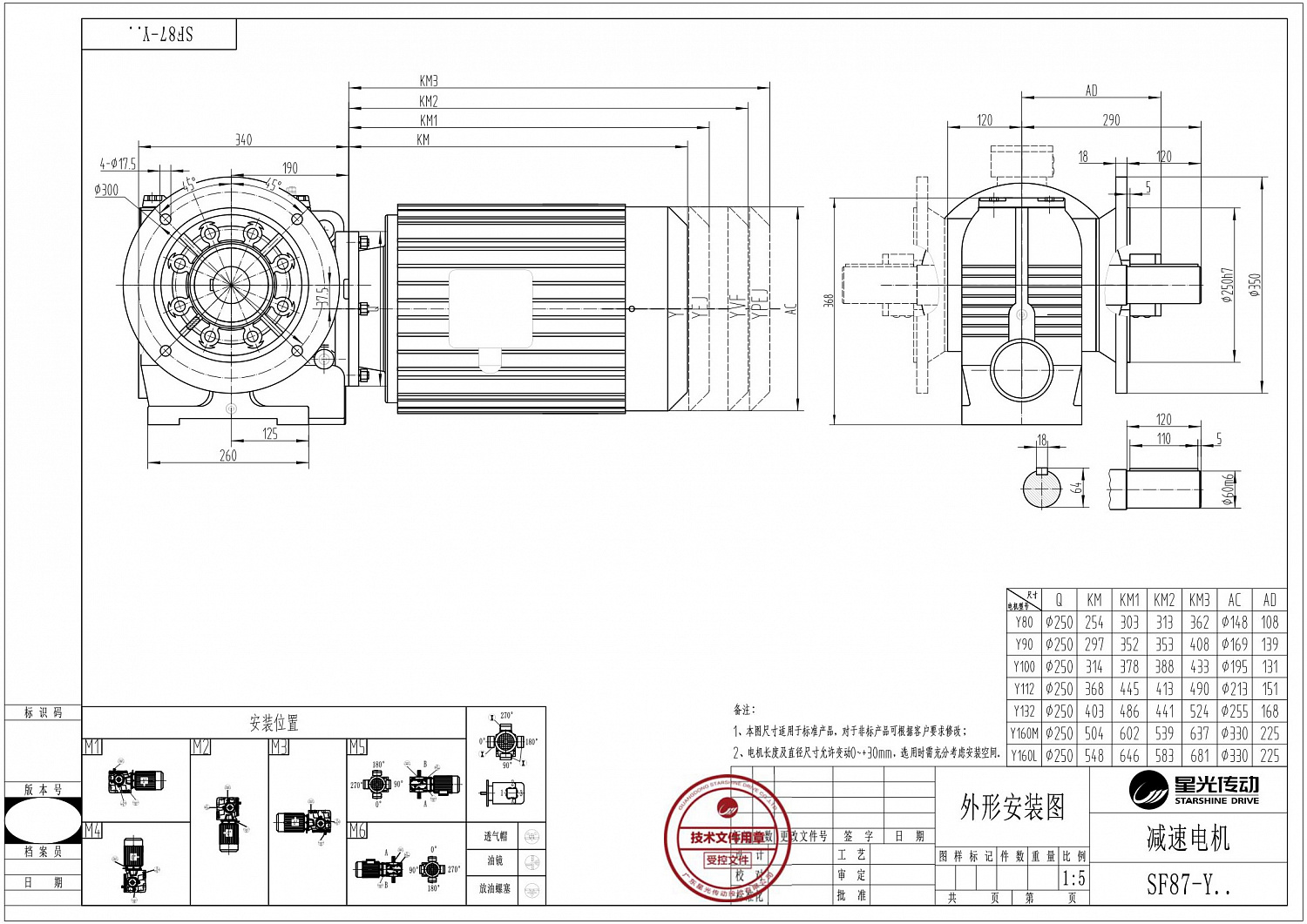 Червячный мотор-редуктор S/SA/SH/SF/SAF/SHF97-Y180L4-22-9,55-A-M1-0⁰